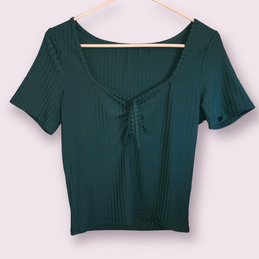 SHEIN Teal Shirt With Fake Tie